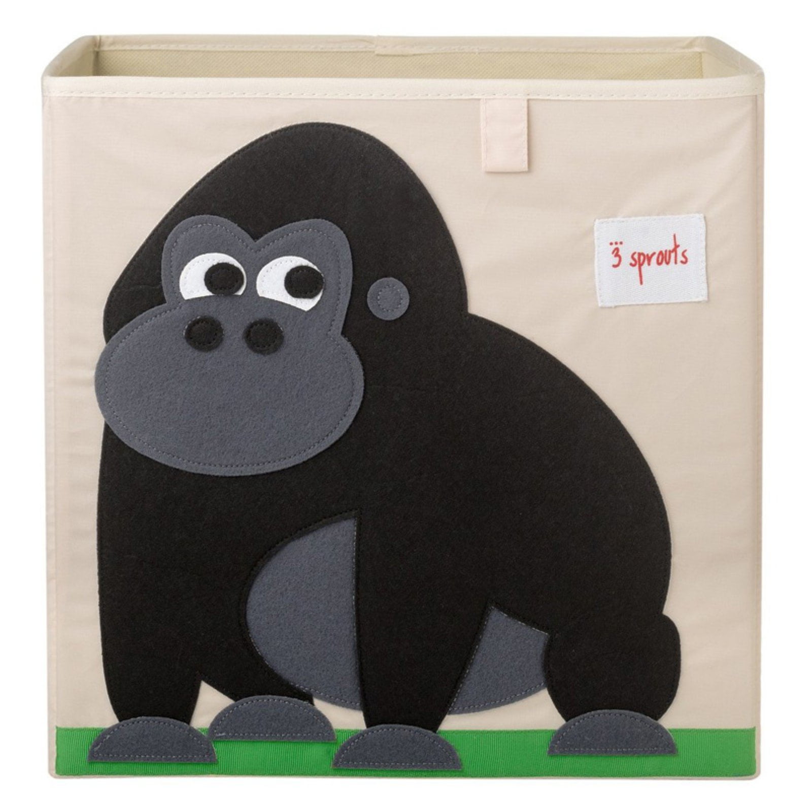 Gorilla Themed Beige and Black Fabric Storage Cube