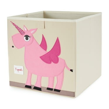 3 Sprouts Kids Children's Foldable Fabric Storage Bin Box, Pink Unicorn