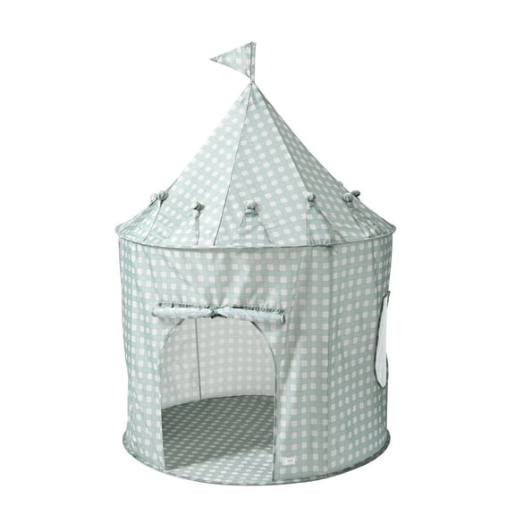 3 Sprouts Kids Play Tent Playhouse Castle with Recycled Fabric for Indoor and Outdoor Games in Gingham Blue