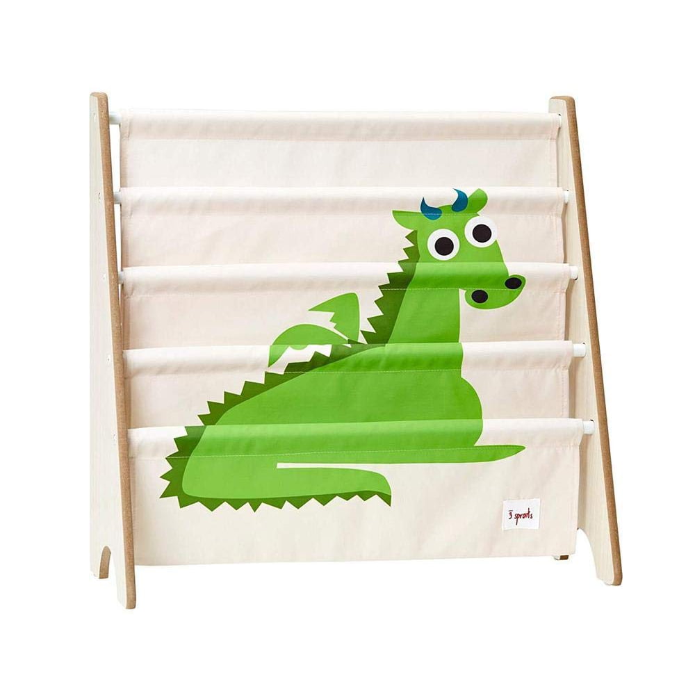 Kids Dragon Print Gray and Green Book Rack
