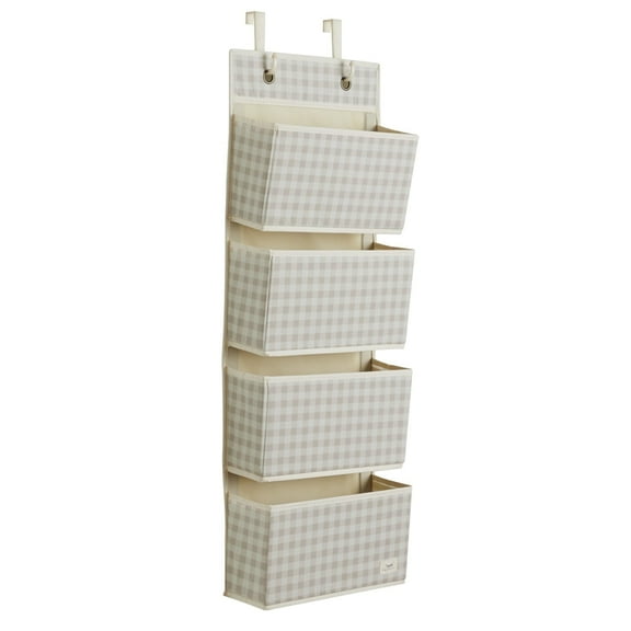 3 Sprouts Over-the-Door Organizer, Beige Gingham