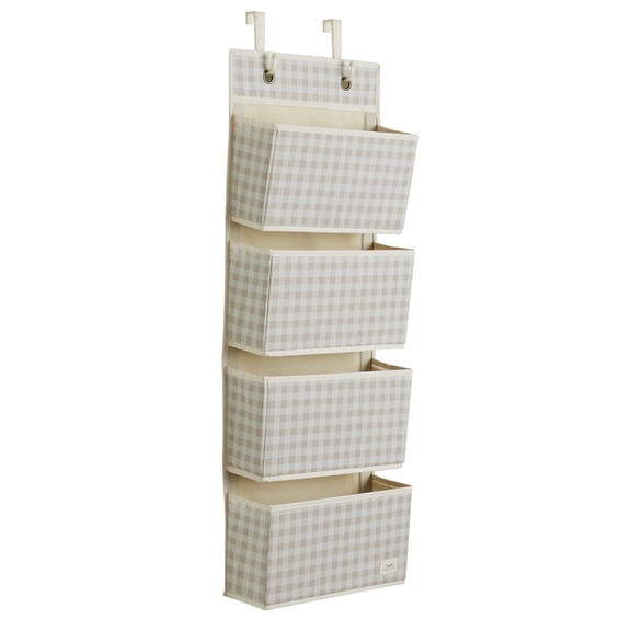 3 Sprouts Over-the-Door Nursery Organizer, Beige Gingham