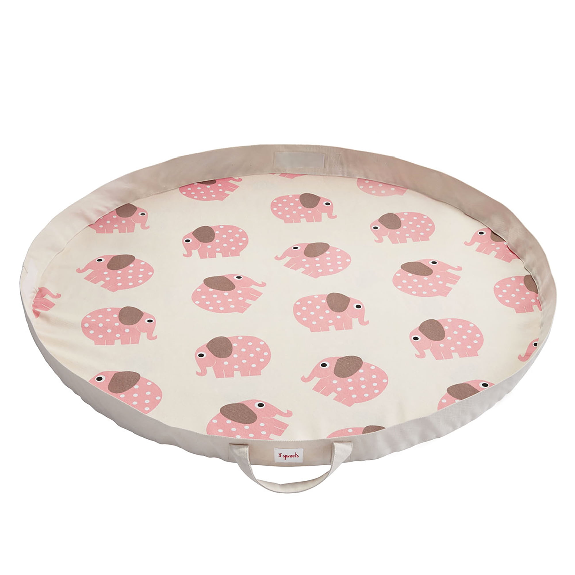 Pink Elephant Cotton Play Mat and Toy Storage Bag