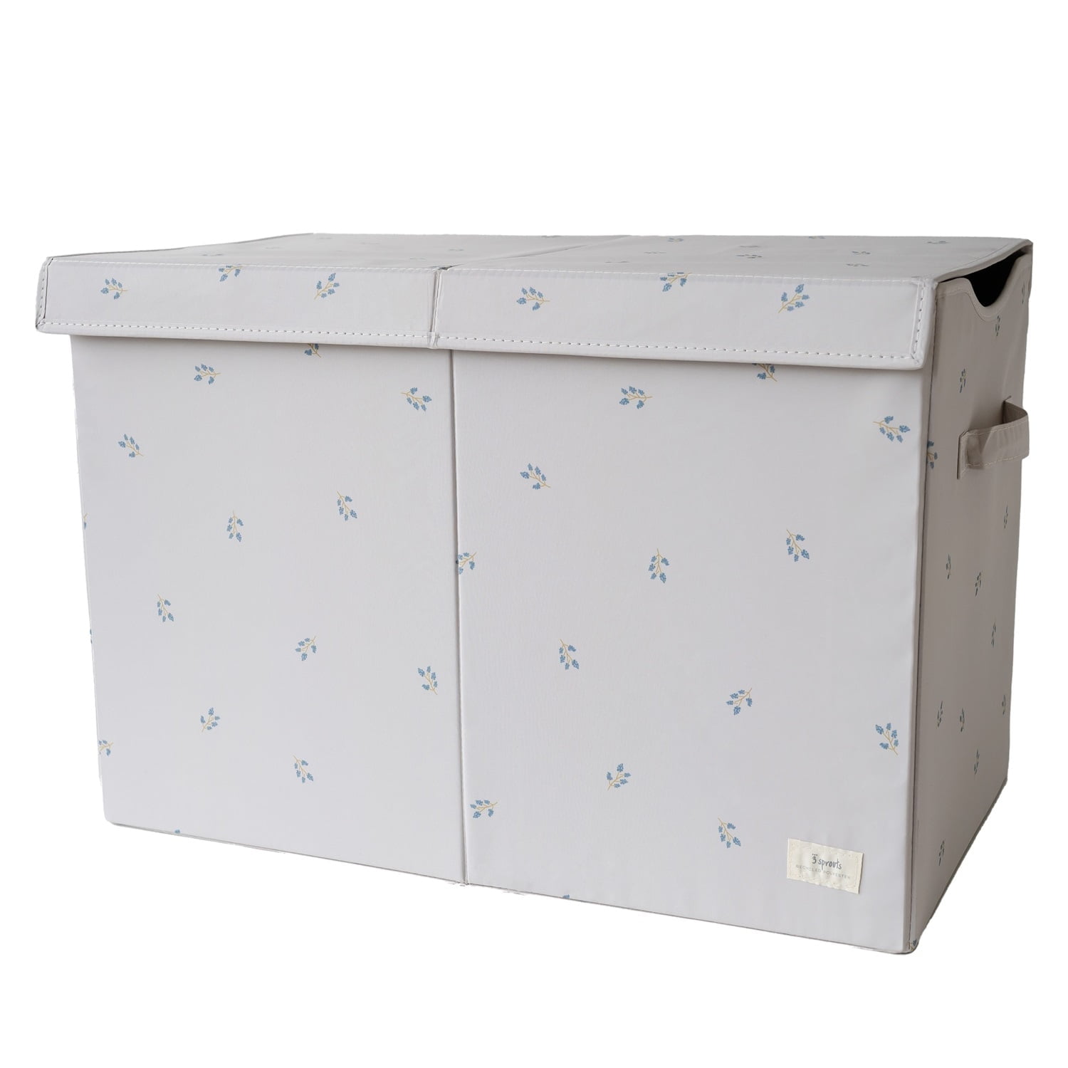 Blueberry Taupe Recycled Fabric Toy Storage Chest with Lid