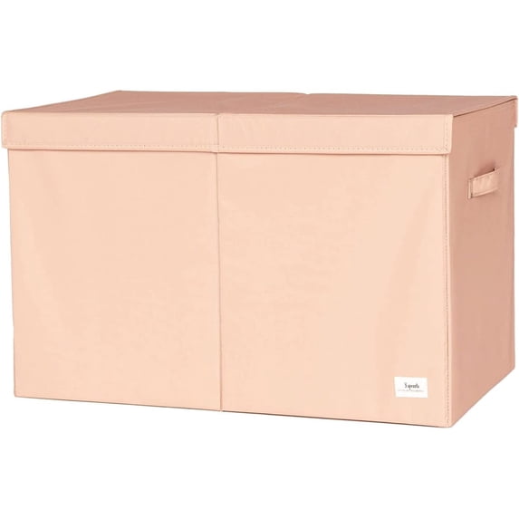 3 Sprouts Recycled Fabric Folding Chest Organizer in Clay - Collapsible Storage Basket Container with Lid & Handles