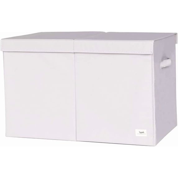 3 Sprouts Recycled Fabric Folding Chest Organizer in Light Gray - Collapsible Storage Basket Container with Lid & Handles