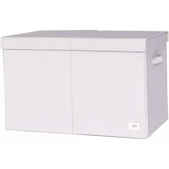 3 Sprouts Recycled Fabric Folding Chest Organizer in Light Gray - Collapsible Storage Basket Container with Lid & Handles