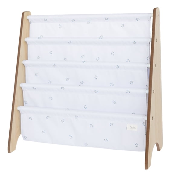 3 Sprouts Recycled Fabric Kids Book Rack Storage Bookshelf Organizer in Blueberry Ivory for Ages 3+