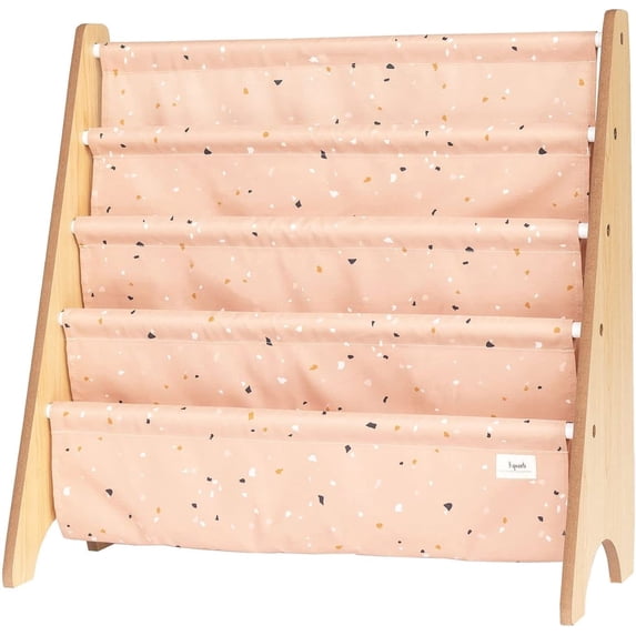 3 Sprouts Recycled Fabric Kids Book Rack Storage Bookshelf Organizer in Clay Terrazzo for Ages 3+