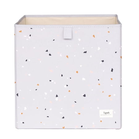 3 Sprouts Recycled Fabric Storage Cube Box Container Organizer - Light Gray Terrazzo