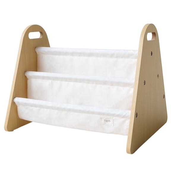 3 Sprouts Toddler Double-Sided Portable Bookshelf Rack for Bedroom and Playroom, Cream