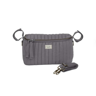 3 Sprouts Universal Quilted Stroller Organizer with Pockets Shoulder Strap, Charcoal Gray