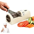 thumbnail image 1 of 3-Stage Electric Knife Sharpener, Beige Automatic Kitchen Sharpener with Double-Sided Sharpening Stone, Professional Sharpening Tool for All Kitchen Knives and Scissors (k), 1 of 6