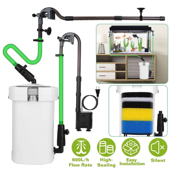 Imountek 55 Gallon Aquarium Filter, 3-Stage External Canister Filter with 6W Water Pump 159GPH, Silent & Easy Install