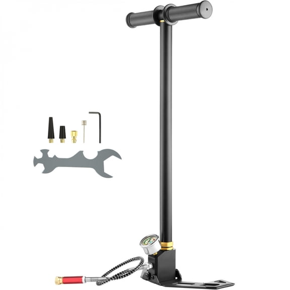 3 Stage High Pressure Hand Pump 4500PSI PCP Air Pump Stirrup Pump for Air Rifle & PCP Airgun Stainless Steel Portable Hand Pump with Oil Moisture Filter & Pressure Gauge