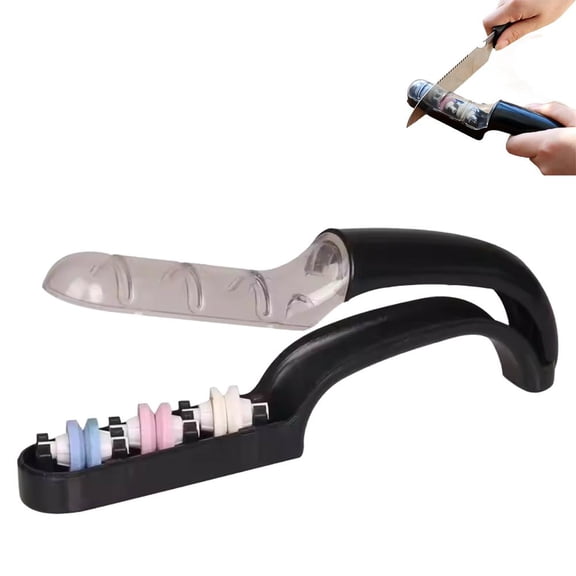 3 Stage Sharpener Anti-Slip Handle Grinding Stone Chef Sharpening System for Kitchen