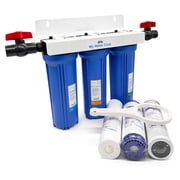 3-Stage Whole House Water Filtration System, 3/4  Port with 2 valves and Extra Filter Set