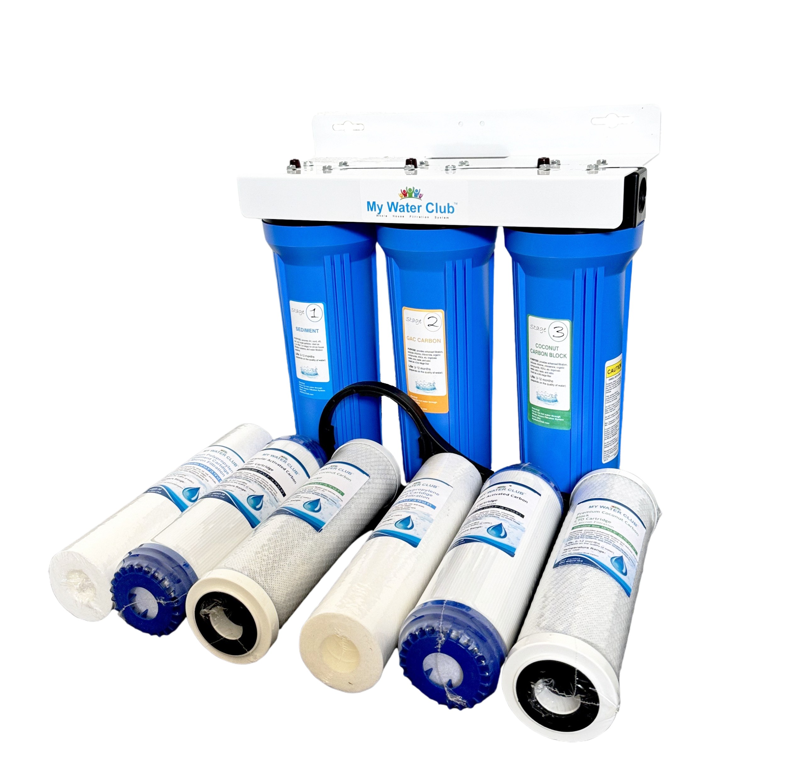 Water Filter Unit Complete Set 3-Stage Whole House Water Filtration System with 2 Premium Replacement ...