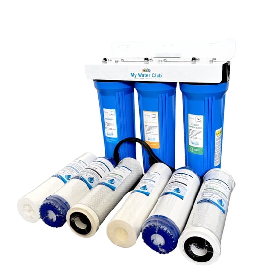 3-Stage Whole House Water Filtration System with 2 Premium Replacement Filter Sets 3/4 Ports