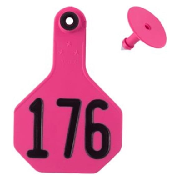 3 Star Medium Cattle ID Ear Pink Numbered 1-25