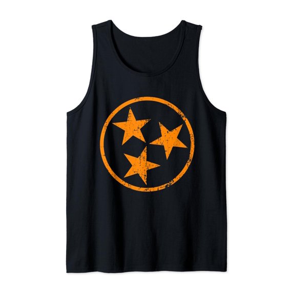 3 Star Tn Flag Along Distressed Orange Tennessee State Flag Tank Top Size S-3XL