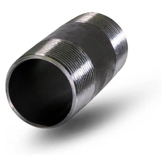 3" Steel Nipple Pipe Fitting, 6" Long, Black Coated - Schedule 40, Male Threaded, ANSI Standard, Everflow Supplies NPBL3060