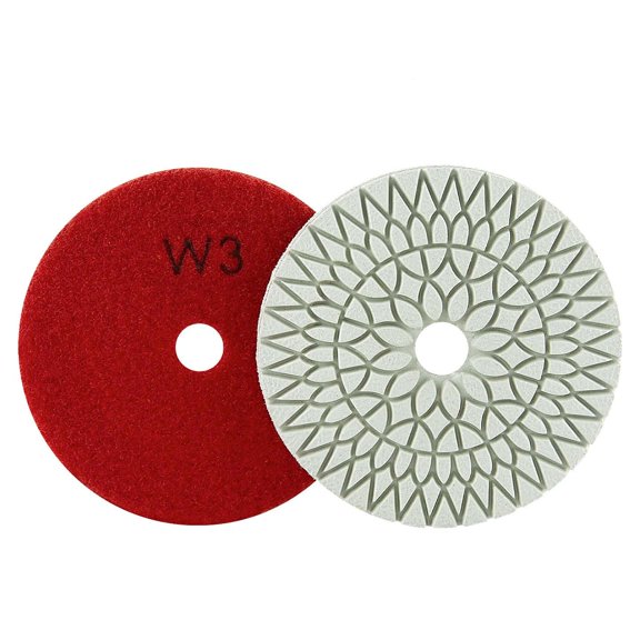 3-Step 4 Inch 100Mm Dry Wet Polishing Pads For Granite Marble Stone Concrete Terrazzo, High Density Emery Abrasive Discs For Nylon Backing, Floor Grinding Tool Set(Grit 3)