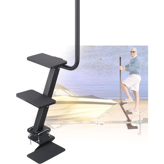 3-Step Boat Steps for Trailer with Handle,Heavy Duty Non-Slip Boat Trailer Steps Universal Fit for Bass/Pontoon Boat Trailers