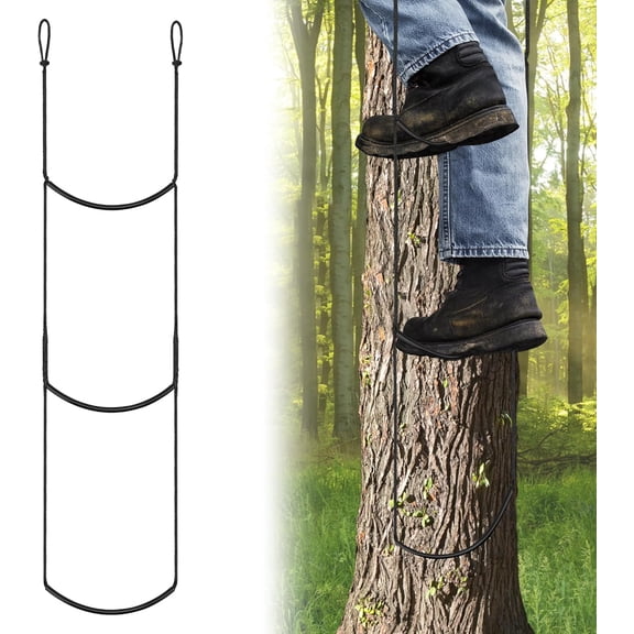 3-Step Climbing Aider for Hunting, 3-Step Climbing Stick Aider Rope Ladder for Tree Stand with 2 Adjustable Hook