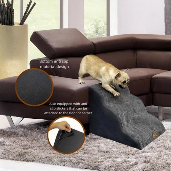 3-Step Dog Pet Stairs 16"-20" High – Non-Slip Balanced, Tool-Free & Pet-Friendly, for Small/Large Dogs & Cats to Climb Bed/Couch (23.715.815.8 IN 33D, Grey)