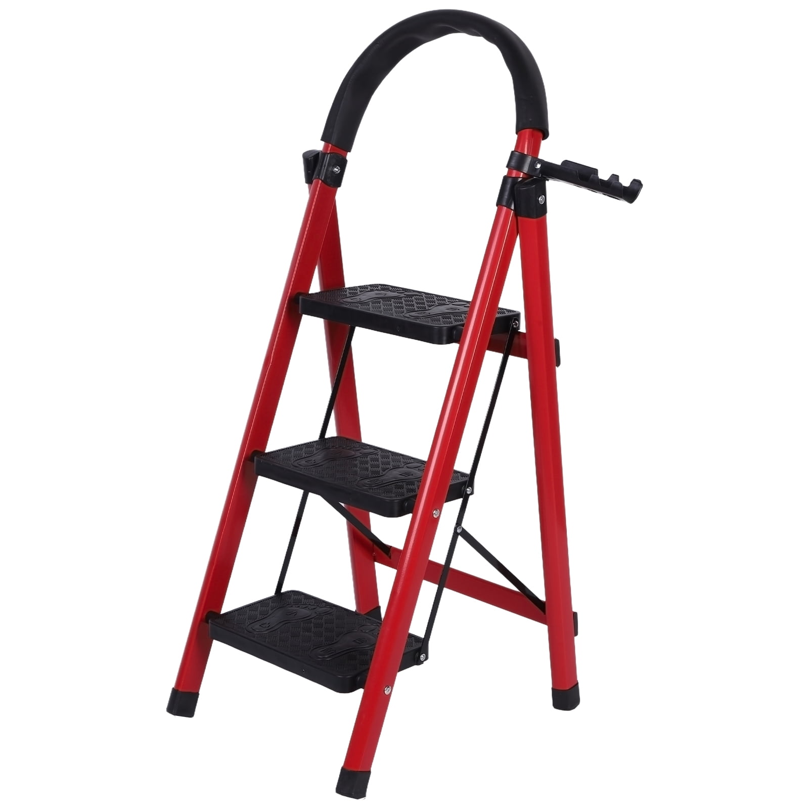 3 Step Folding Ladder, 330LBS Capacity Step Stool with Safety Lock