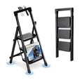 thumbnail image 1 of JaxShark 3-Step Folding Ladder with Tool Tray 500 lbs Steel Step Stool Non-Slip Pedal,Black, 1 of 7