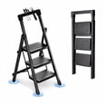 JaxSteam 3-Step Folding Ladder with Tool Tray 500 lbs Steel Step Stool ...