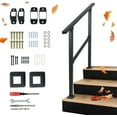 thumbnail image 1 of 3-Step Handrails for Outdoor Steps, HandRail Fit 2 or 3 Steps Outdoor Stair Railing Deck Handrail Black Wrought Iron Hand Rails Kit, 1 of 9