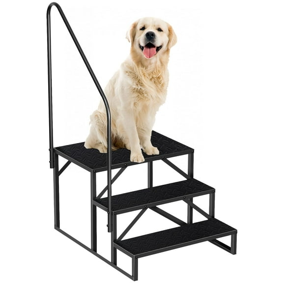 3-Step Heavy-Duty RV Stairs with Handrails, Non-Slip Mats - Portable for Camper, Hot Tub, Porch & Pool (660Lbs Capacity)