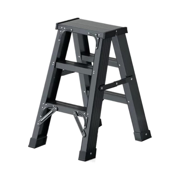 3 Step Ladder, Aluminum Double-Sided Stepladder, Anti-Slip and Foldable Step Ladder, For Home, Kitchen Outside, Max 330lb, Black
