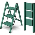 thumbnail image 1 of 3 Step Ladder,Aluminum Lightweight Folding 3 Step Stool with Anti-Slip Wide Pedal,330lbs Capacity Step Ladder for Household,Kitchen,Office - Green, 1 of 16