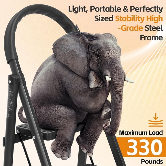 3 Step Ladder, Folding Step Stool with Wide Anti-Slip Pedal, Sturdy Step Ladder Foldable, Lightweight Portable Steel Step Stool for Kitchen, Home (Dark Grey, 3-Step)$$Tools