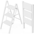 thumbnail image 1 of 3 Step Ladder, Folding Step Stool with Wide Pedals, Compact Stepping Stool for Kitchen, Sturdy Steel Ladders with Anti-Slip Feet, Supports up to 330 lbs - White, 1 of 12
