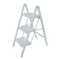 thumbnail image 1 of 3 Step Ladder, Folding Step Stool with Wide Anti-Slip Pedal, Aluminum Lightweight Folding Ladder for Household & Office, Holds up to 330 Lbs, White, 1 of 7