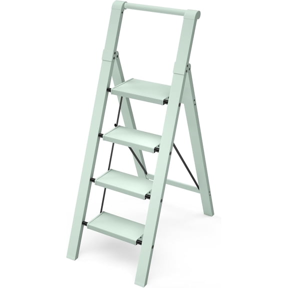 3 Step Ladder,Lightweight Aluminum Step Stool with Convenient Handgrip, Folding Ladder with Anti-Slip Pedals, 330lbs Capacity Stepladder for Home, Office