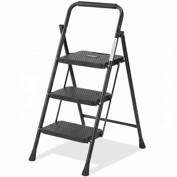 Alvantor 3-Step Ladder, Foldable Step Stool with Safety Lock, Anti-Slip Pedal, 300lbs Capacity