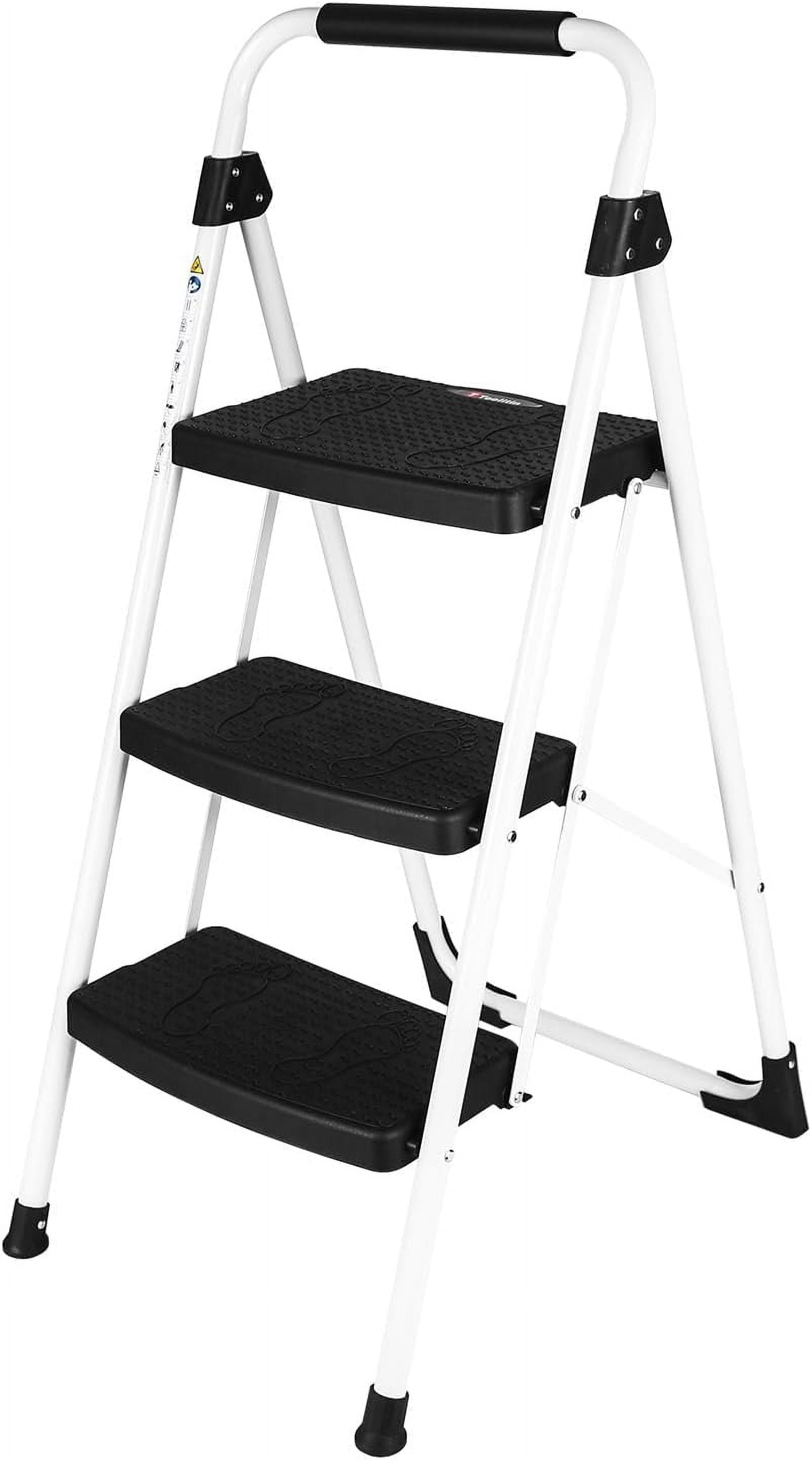 3 Step Ladder, Portable Folding Step Stool with Wide Anti-Slip Pedal ...