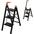 thumbnail image 1 of 3 Step Ladder with Single-Handrail,Retractable Handgrip Folding Step Stool,Lightweight  Step Ladder 3 Step Folding,600lbs  Load Capacity for Household,Kitchen,Office, 1 of 6