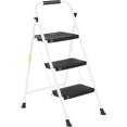 thumbnail image 1 of 3-Step Ladder with Wide Anti-Slip Platform & Thick Rubber Feet - Lightweight Heavy Duty Foldable & Portable - 330 lbs Capacity, Steel Frame, Rubber Handgrip, Folding Step Stool - WHITE, 1 of 12