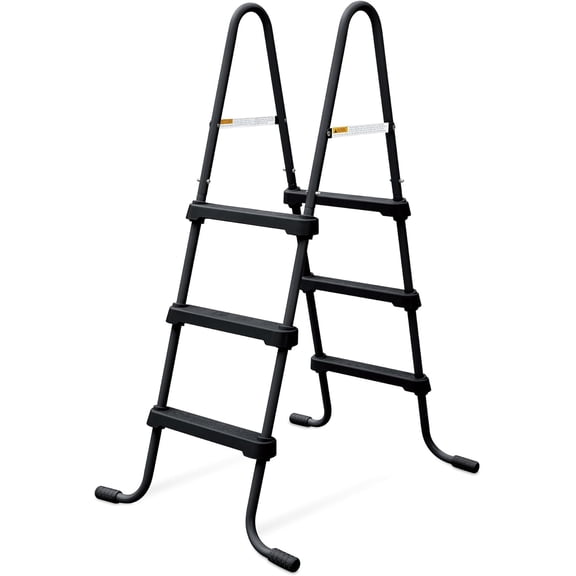3 Step Lightweight Steel Outdoor Above Ground Swimming Pool Ladder with Non Slip Feet for Outdoor Use, Black
