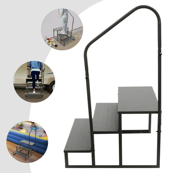 3-Step Pool Ladder with Handrails for Above Ground Pools
