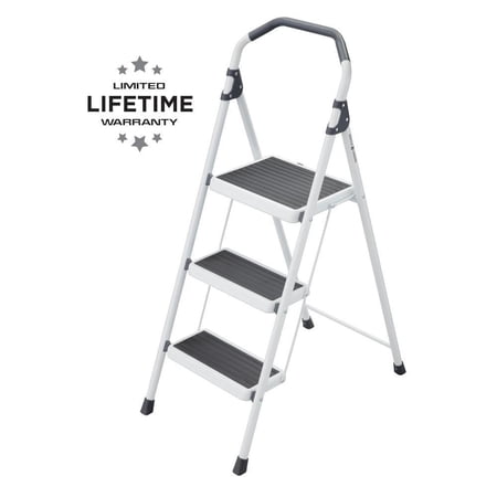 3-Step Steel Lightweight Step Stool Ladder 225 Lbs. Load Capacity Type II Duty Rating
