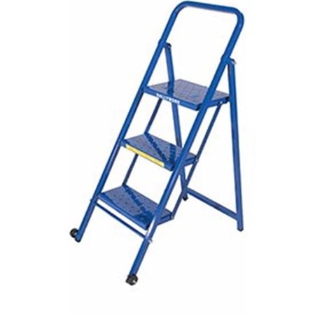 3 Step Thin Line Folding Step Ladder, 300 lbs, Blue