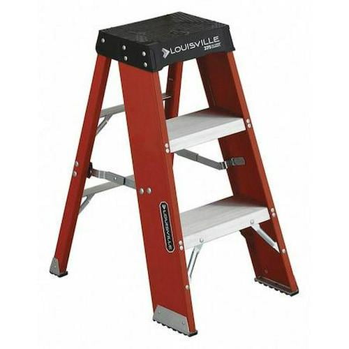 3 Steps, Fiberglass Step Stand, 375 lb. Load Capacity, Orange/Silver